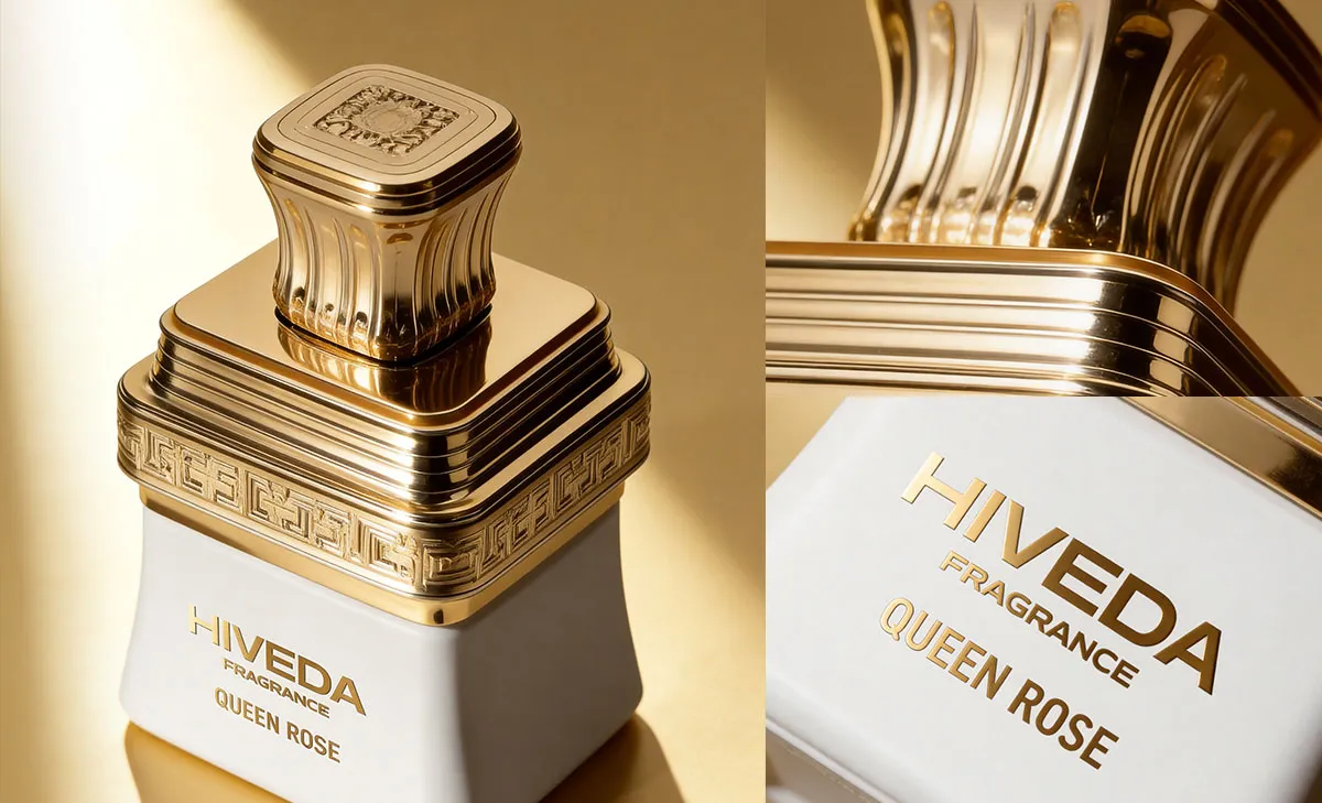 Close-up of BD-PF-05 gold relief shoulder band and layered cap base