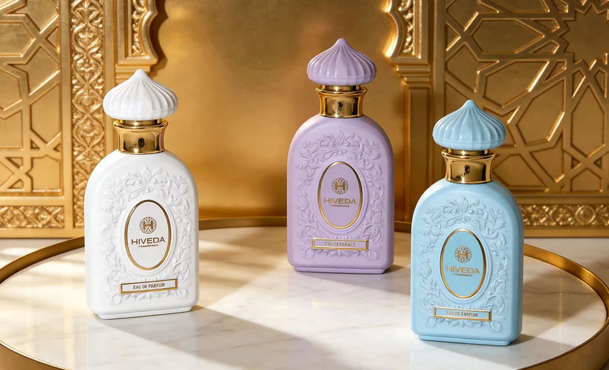 BD-PF-07 white lavender and pale blue ornamental perfume bottle collection