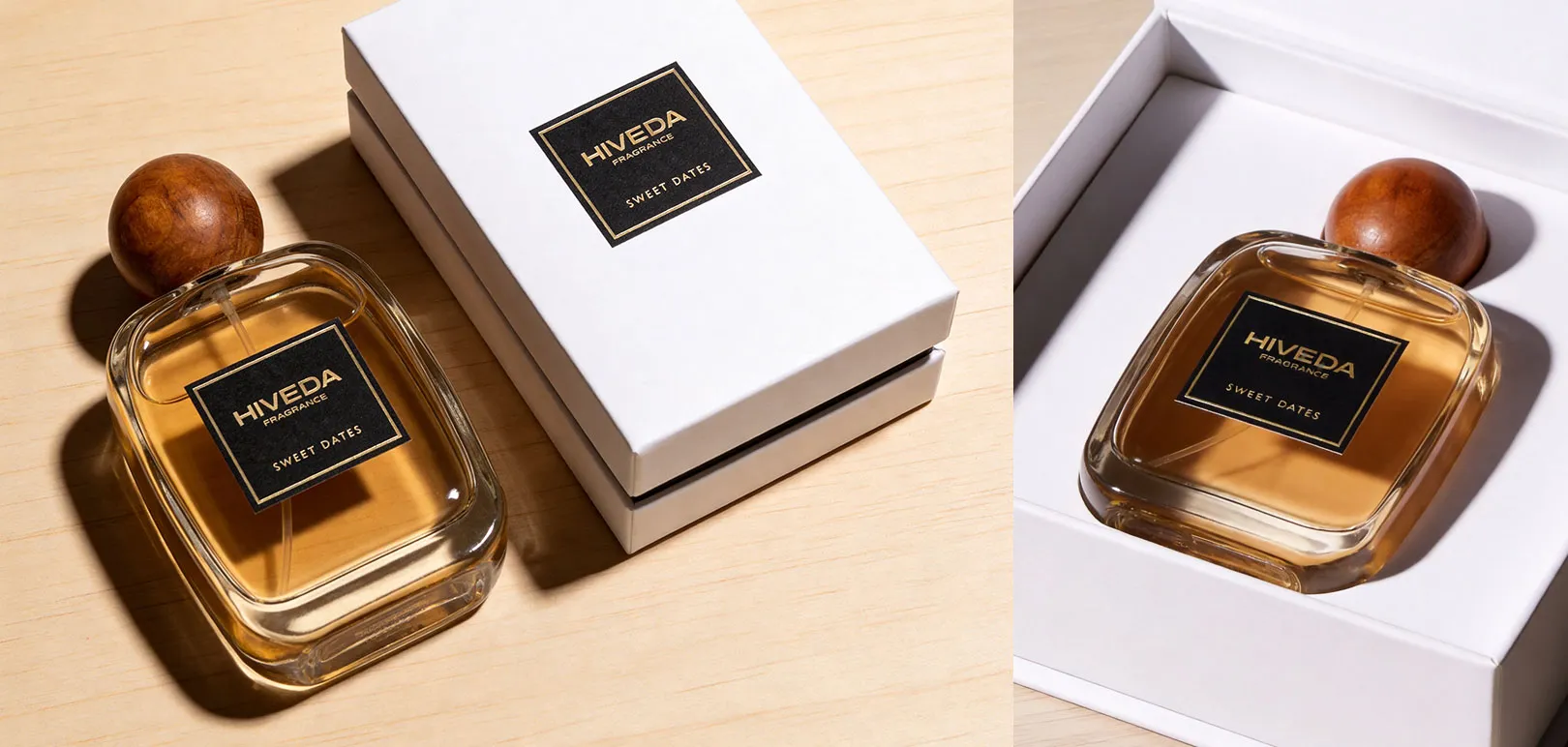 perfume bottle with white rigid box and fitted insert