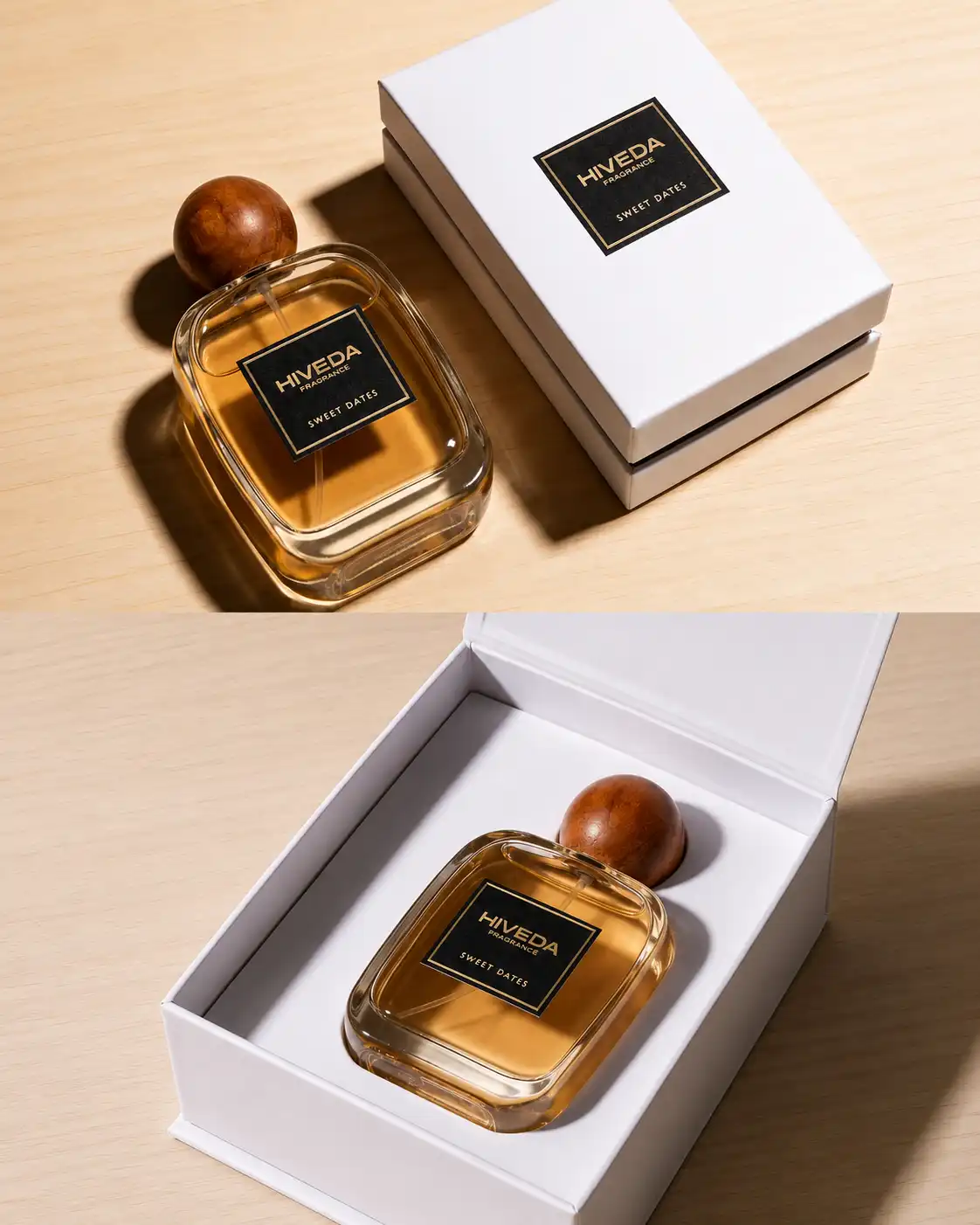 perfume bottle with white rigid box and fitted insert