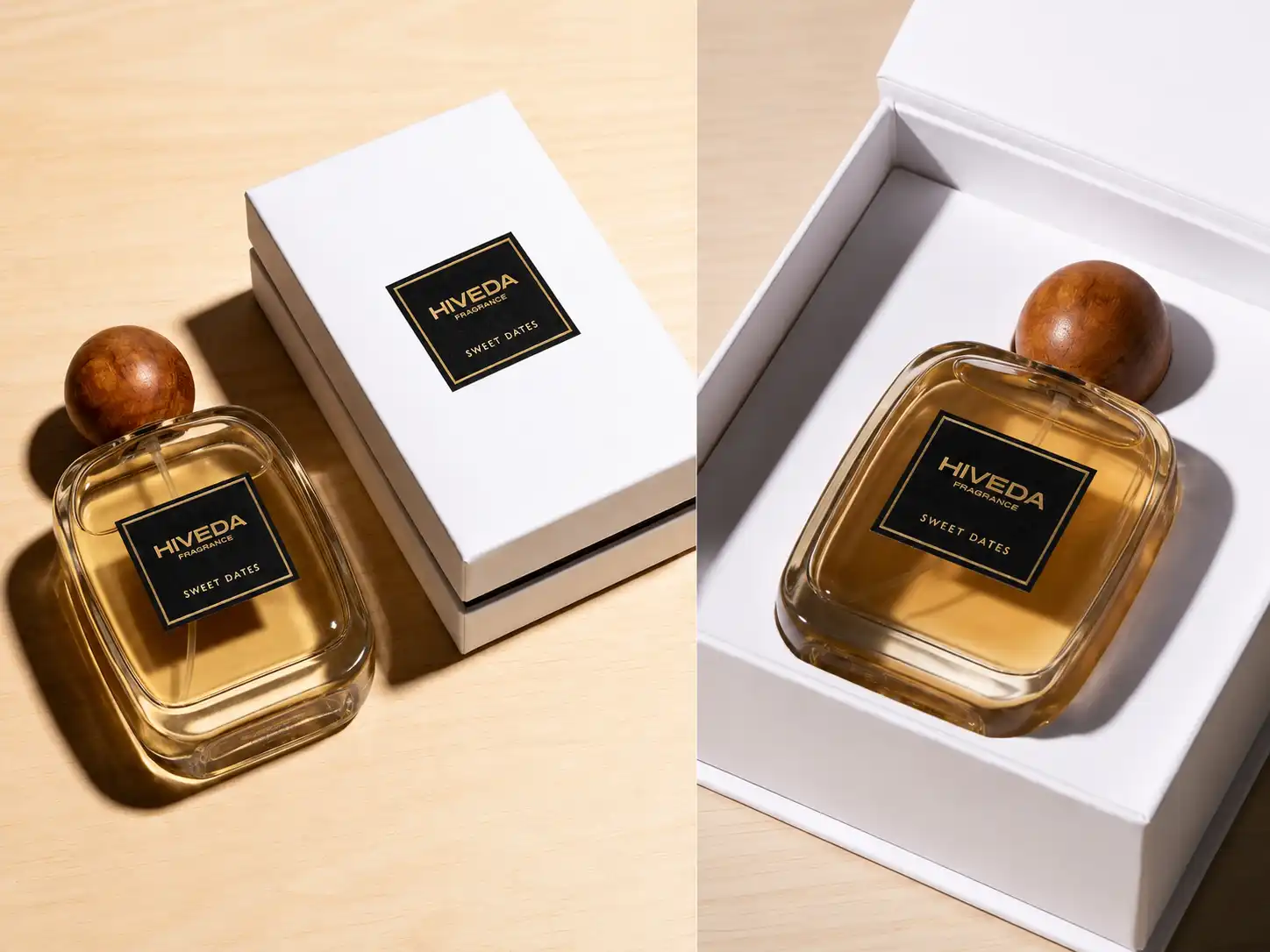 perfume bottle with white rigid box and fitted insert