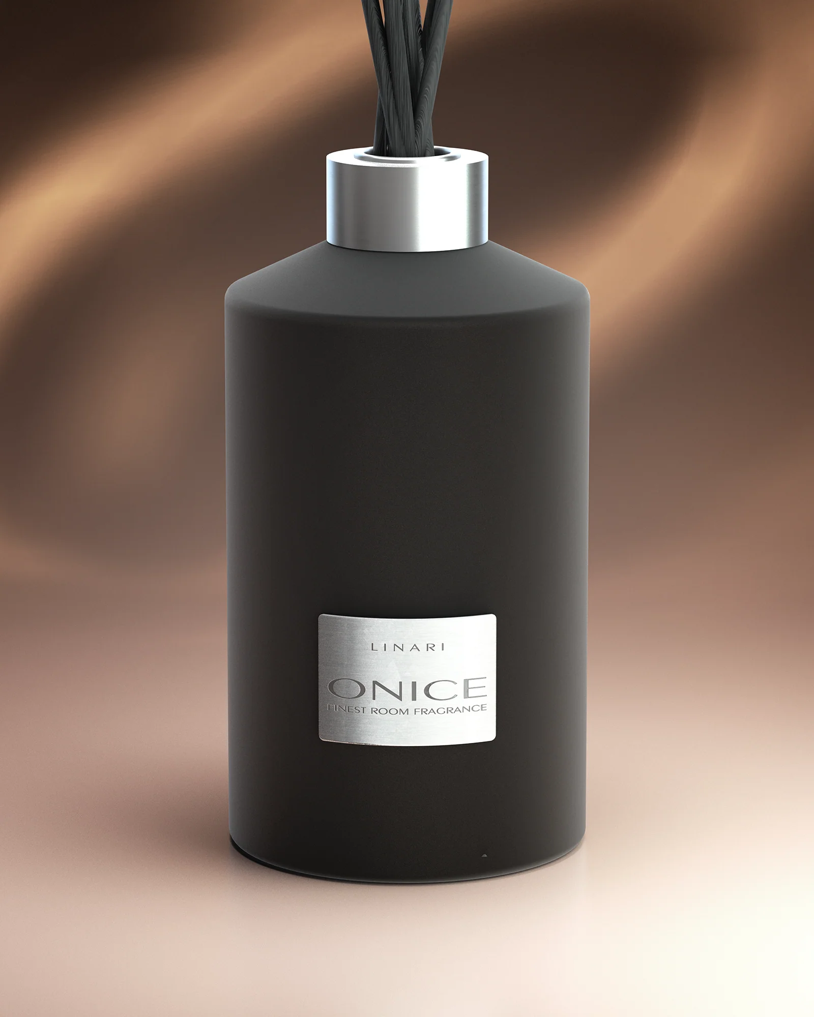 LINARI ONICE GRANDEZZA IMPERIALE large black diffuser with aluminium details and long black reeds