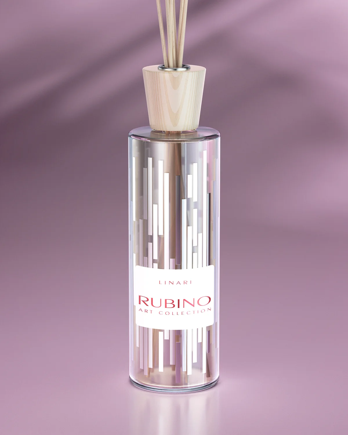 LINARI RUBINO ART diffuser with reflective silver skyline decoration