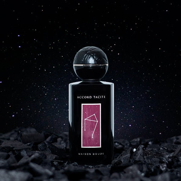 Earlier Maison Douze Accord Tacite bottle with line-drawn Libra constellation on the front panel