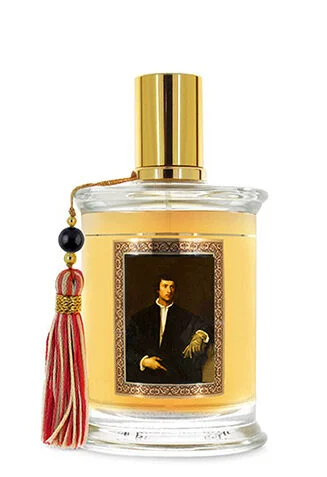 Parfums MDCI L'Homme aux Gants bottle with Titian portrait label and tassel